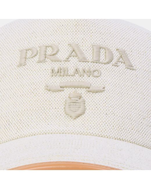 Prada White Baseball Cap for men