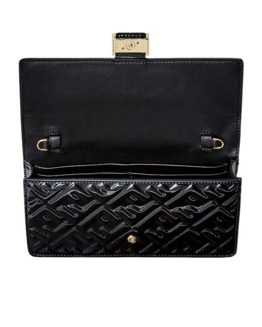 Fendi Black Baguette Ff Embossed Chained Wallet