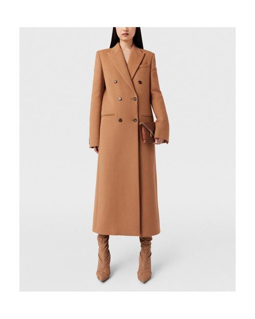 Stella McCartney Brown Double-Breasted Longline Coat