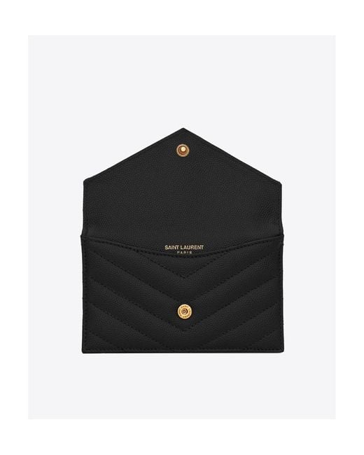 Saint Laurent Black Cassandre Matelassé Fragments Flap Card Case
