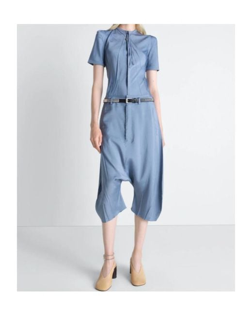Lemaire Blue Pleated Short-Sleeve Top