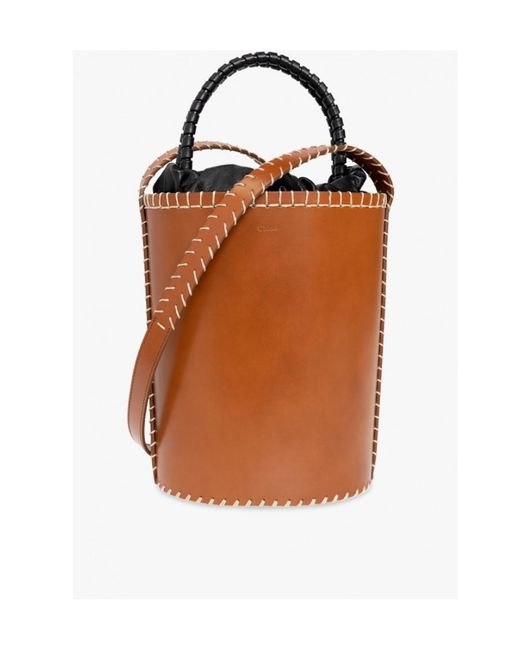 Chloé Brown Louela Leather Bucket Bag