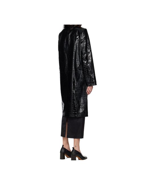 Totême Black Totême Embossed Coated Leather Coat
