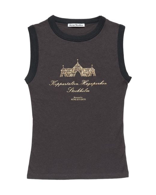 Acne Black Graphic-Print Tank Top