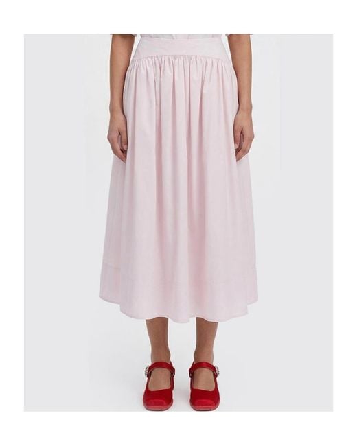 Simone Rocha Pink Pleated Midi Skirt