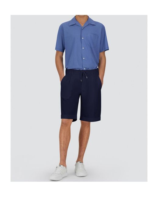 Herno Blue Pleated Drawstring Shorts for men