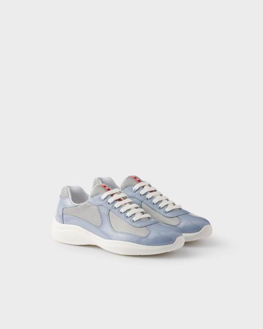 Prada Linea Rossa Blue Patent Leather And Technical Fabric Prada America's Cup Sneakers for men