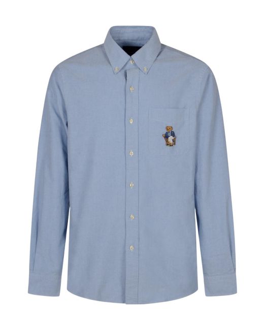 Polo Ralph Lauren Blue Bear Embroidered Shirt for men