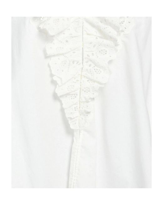 Chloé White Vneck Ruched Longsleeve Shirt