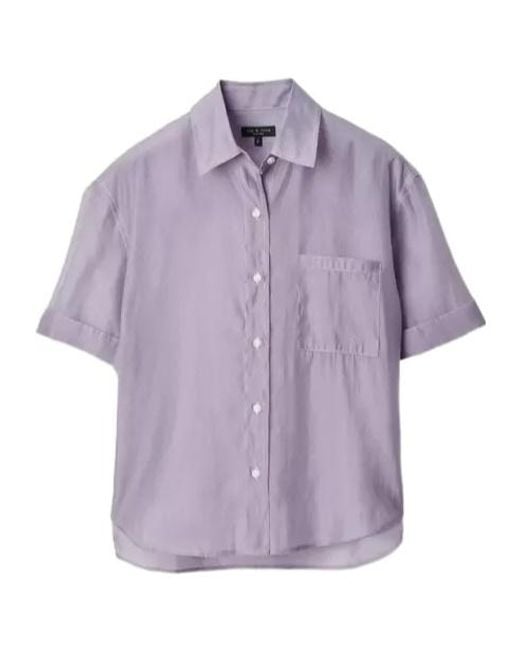 Rag & Bone Purple Collared Short-Sleeved Shirt