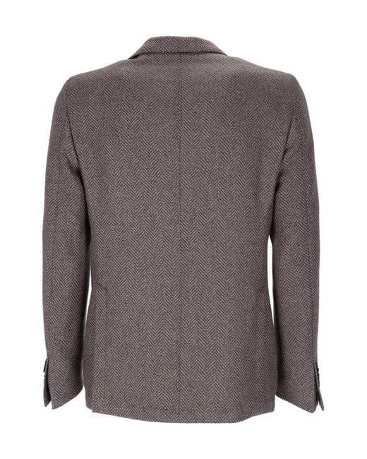 Lubiam Gray Long-Sleeve Blazer for men