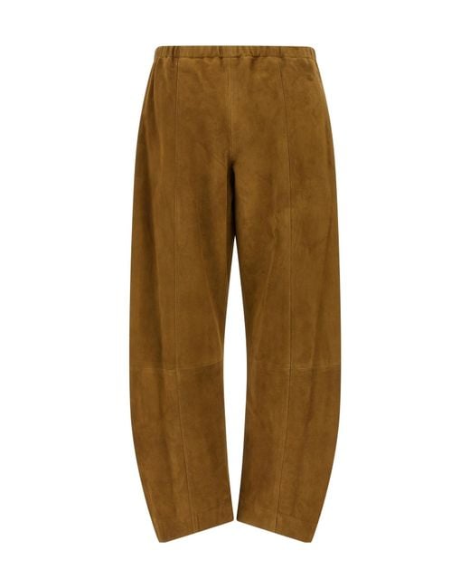 Khaite Green Elasticated Waist Wide Leg Trousers