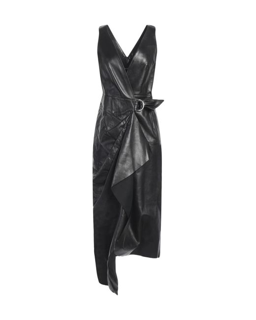 Isabel Marant Black Solid Color Sleeveless Leather Dress