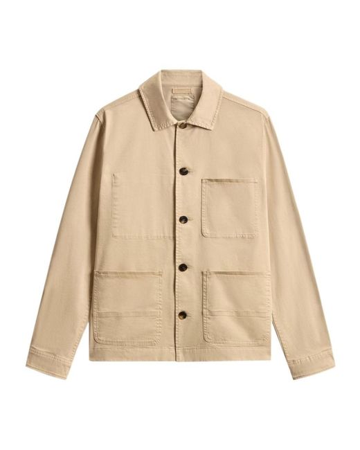 Woolrich Natural Chore Garment-Dyed Cotton Overshirt for men
