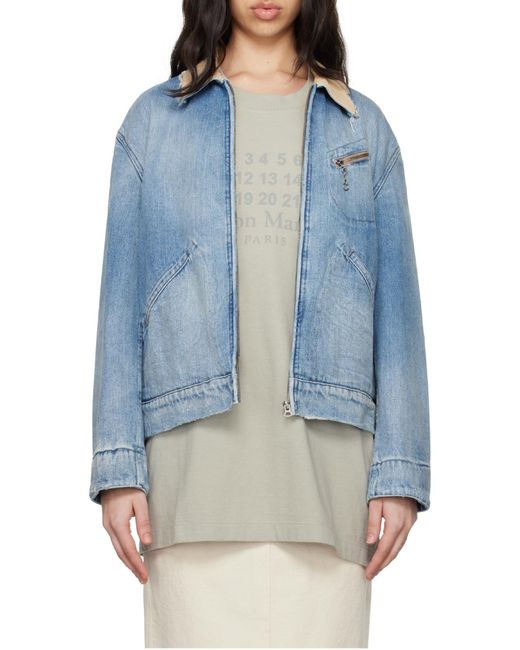 Maison Margiela Blue Zip-Up Denim Bomber Jacket for men