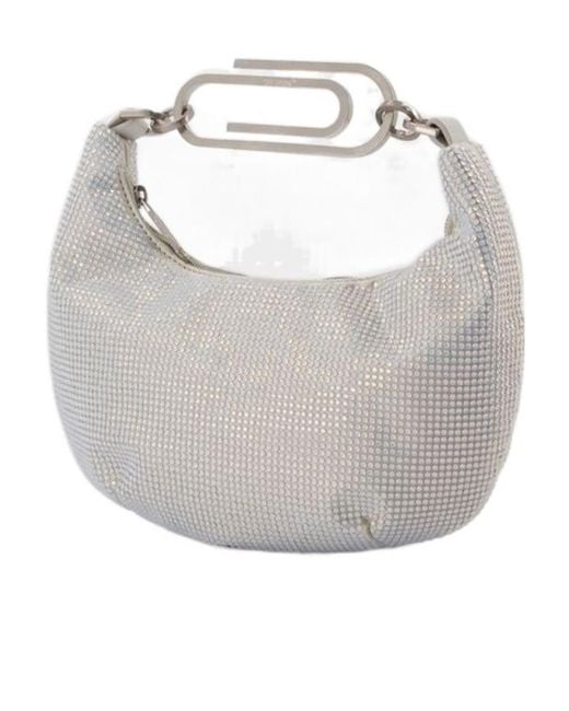 Off-White c/o Virgil Abloh Gray Paperclip Hobo Strass 20 Tote Bag