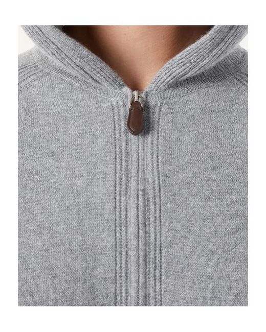 Loro Piana Gray Knitted Hooded Jumper