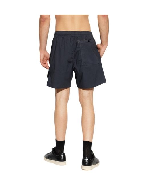 Stone Island Blue Logo Patch Elasticated Waistband Shorts for men