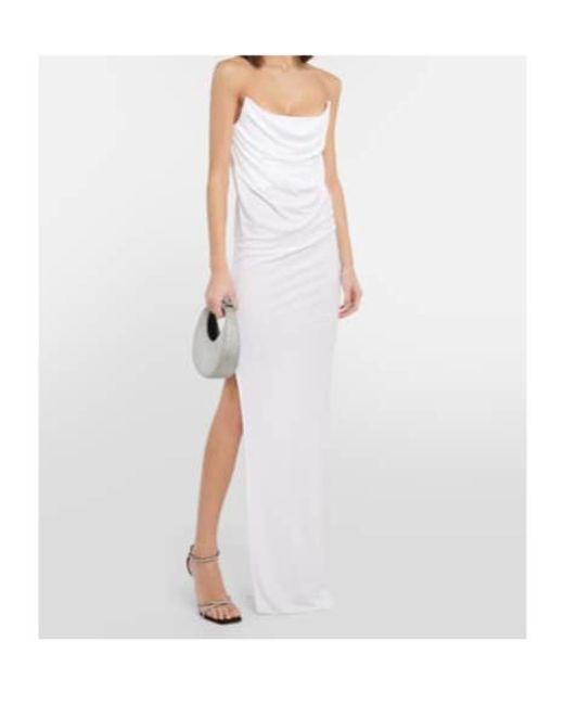 Alex Perry White Draped Corset Jersey Gown