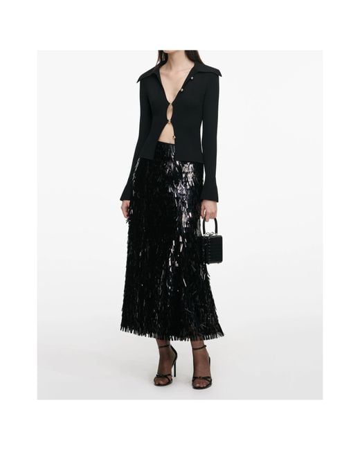 Self-Portrait Black Button Down Knit Top