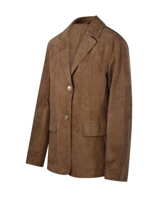 Max Mara Brown 'S Single-Breasted Long-Sleeved Jacket