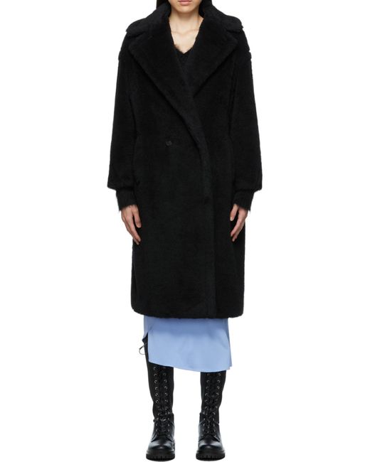Max Mara Black Tedgirl Button-Up Long Coat