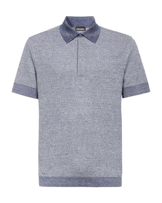 Zegna Blue Short-Sleeved Polo Shirt for men