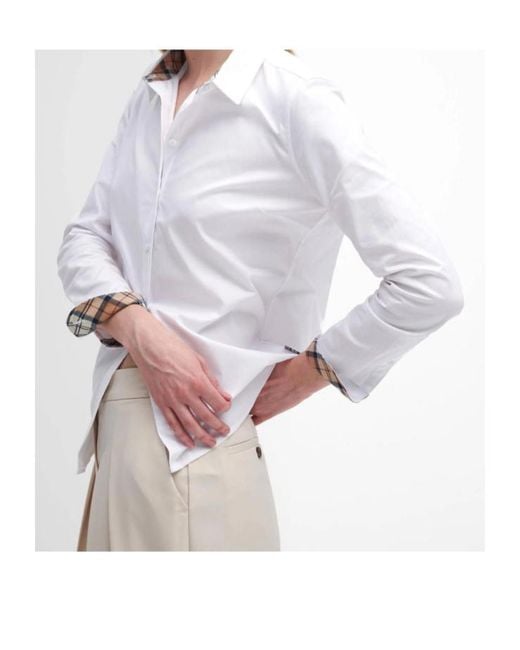 Barbour White Collared Button-Up Shirt