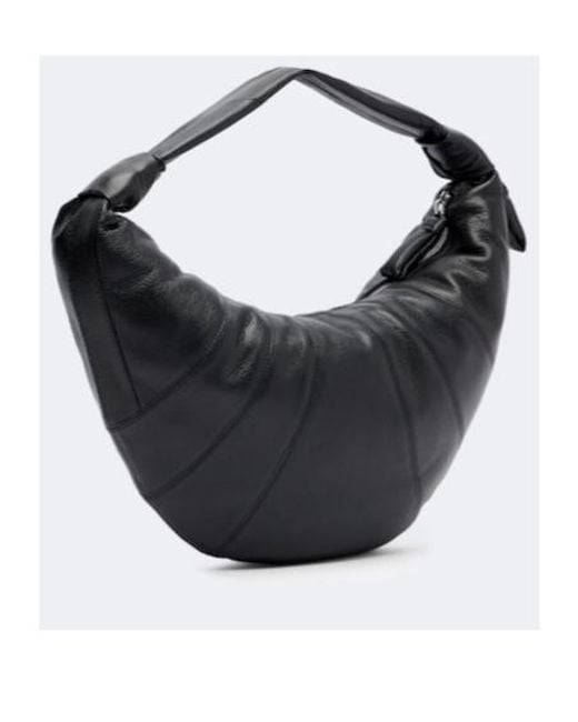 Lemaire Black Fortune Croissant Medium Leather Shoulder Bag