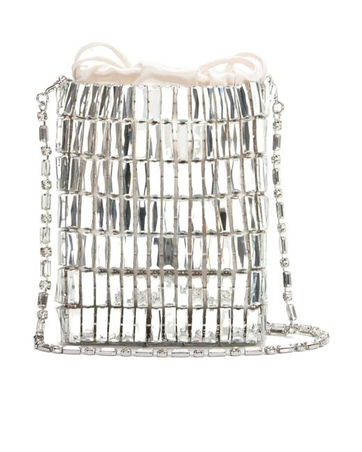 Self-Portrait White Embellished Drawstring Mini Bag