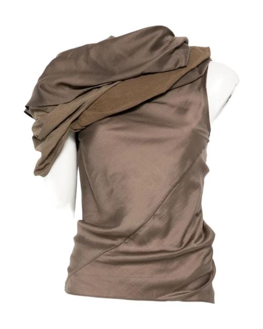 Entire studios Brown Draft Draped Sleeveless Top