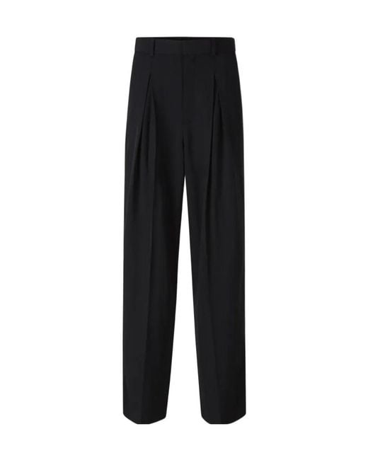 Jacquemus Black Pleated Herringbone Trousers for men