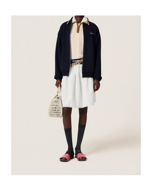 Miu Miu Blue Logo-Embroidered Zipped Jacket