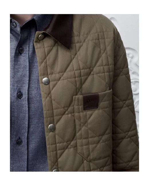 Dior Green Cannage Overshirt With Leather Patch for men