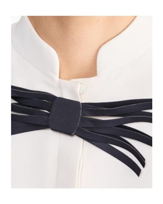 Giorgio Armani White Bow-Detail Sleeveless Shirt