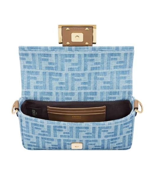 Fendi Blue Light Ff Denim Fabric Bag