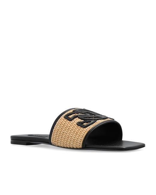 Casadei White Portofino Logo-Patch Square-Toe Slides