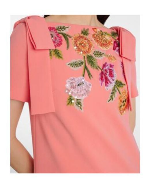 Carolina Herrera Pink Bow-Detail Embellished Floral Gown