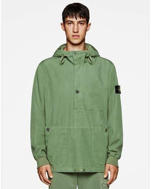 Stone Island Green Compass-Patch Twill Weave Hooded Jacket for men