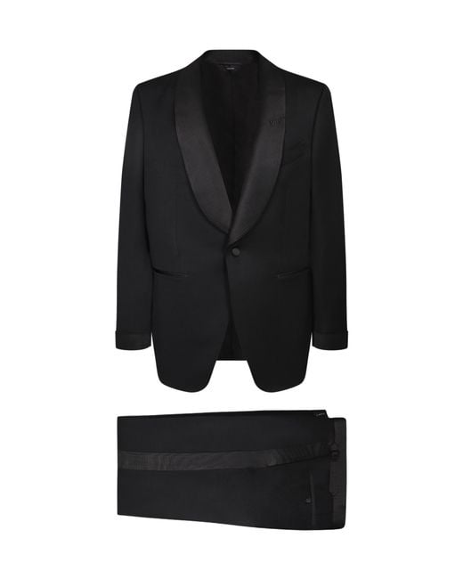 Tom Ford Black Satin-Lapel Single-Breasted Suit for men