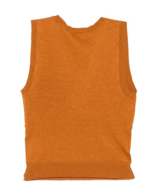 ShuShu/Tong Orange Bow-Detail Knitted Top