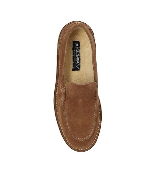 Dolce & Gabbana Brown Round Toe Loafers
