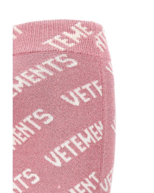 Vetements Pink Monogram Frayed Mini Skirt