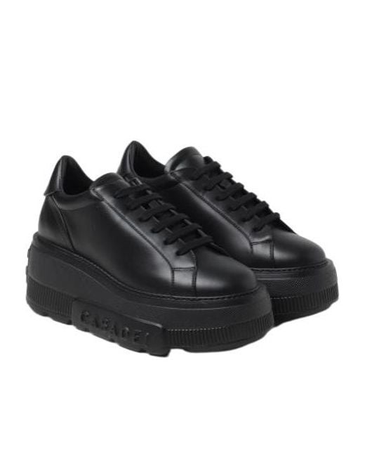 Casadei Black Platform Lace-Up Sneakers