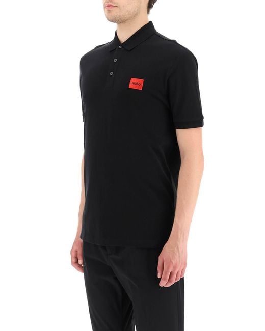 Boss Black Hugo Logo Patch Slim-Fit Polo Shirt for men