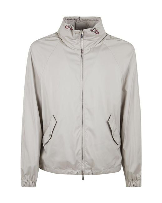 Brunello Cucinelli Gray Zip-Up Hooded Jacket for men