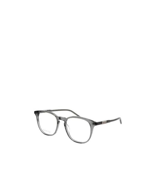 Gucci White Eyewear Round Frame Glasses for men