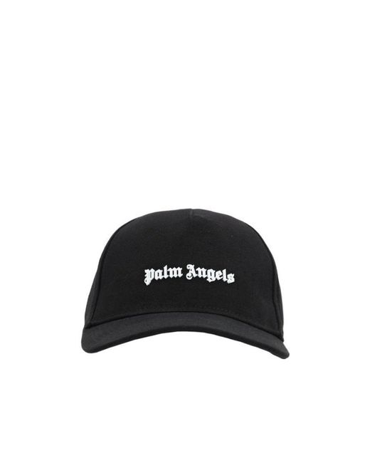 Palm Angels Black Logo Detailed Baseball Cap for men