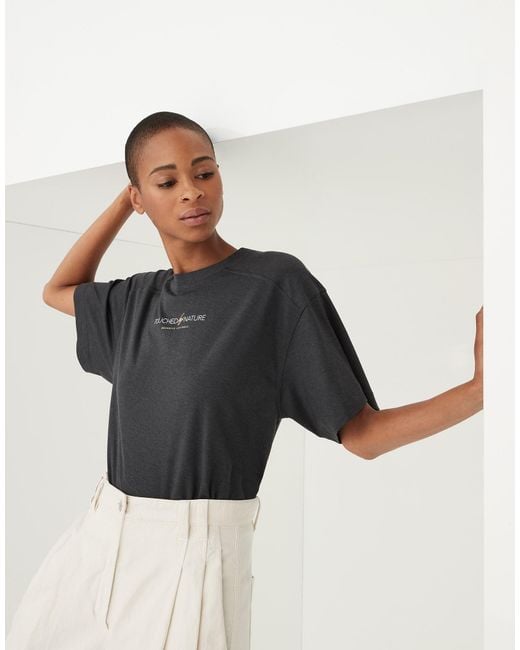 Brunello Cucinelli Blue Slogan Printed Crewneck T-Shirt