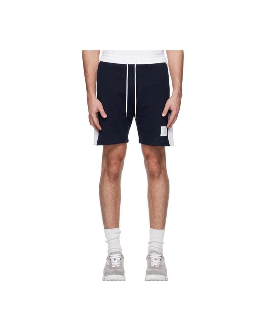 Thom Browne Black Mid-Rise Drawstring Track Shorts for men